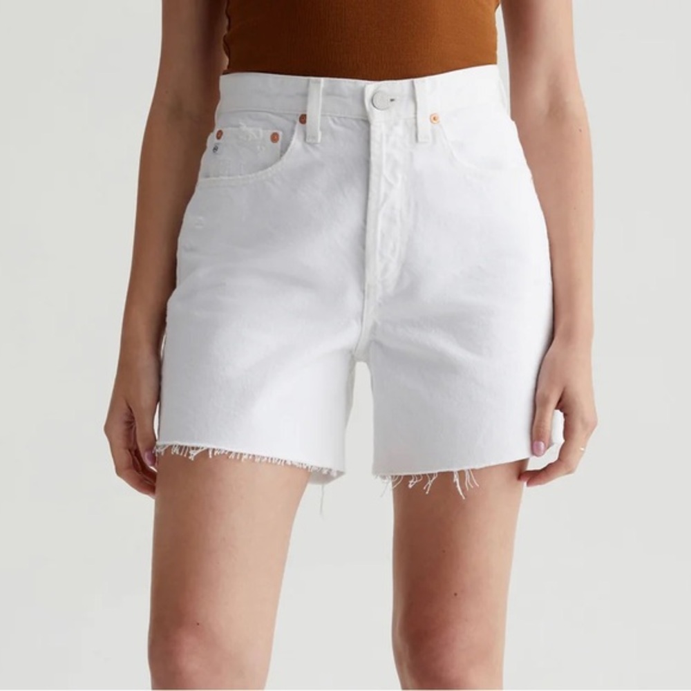 Ag Adriano Goldschmied White High-Waisted Jean Shorts